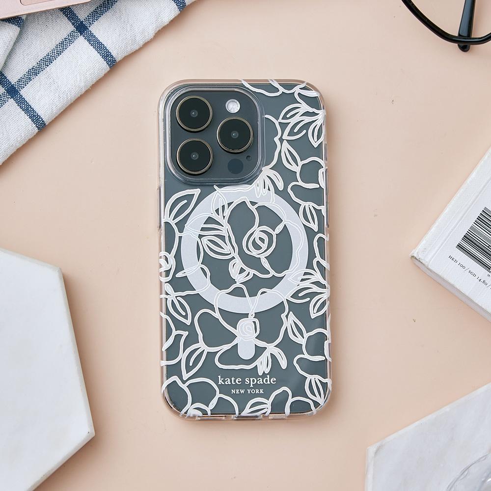 kate spade】iPhone 15 系列MagSafe 精品手機殼-銀絲炫彩- TutorABC Shop 精選- 2025年12月